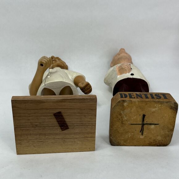 Vtg Romer Doctor Dentist Lot Hand Carved Wooden Figure Sculpture Made In Italy - Picture 9 of 9